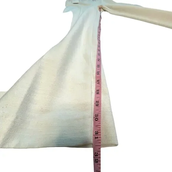 Zara Fringe Trim Wide-Leg Pockets Belt loops Pants Cotton Blend Off-White XS - Picture 7 of 12